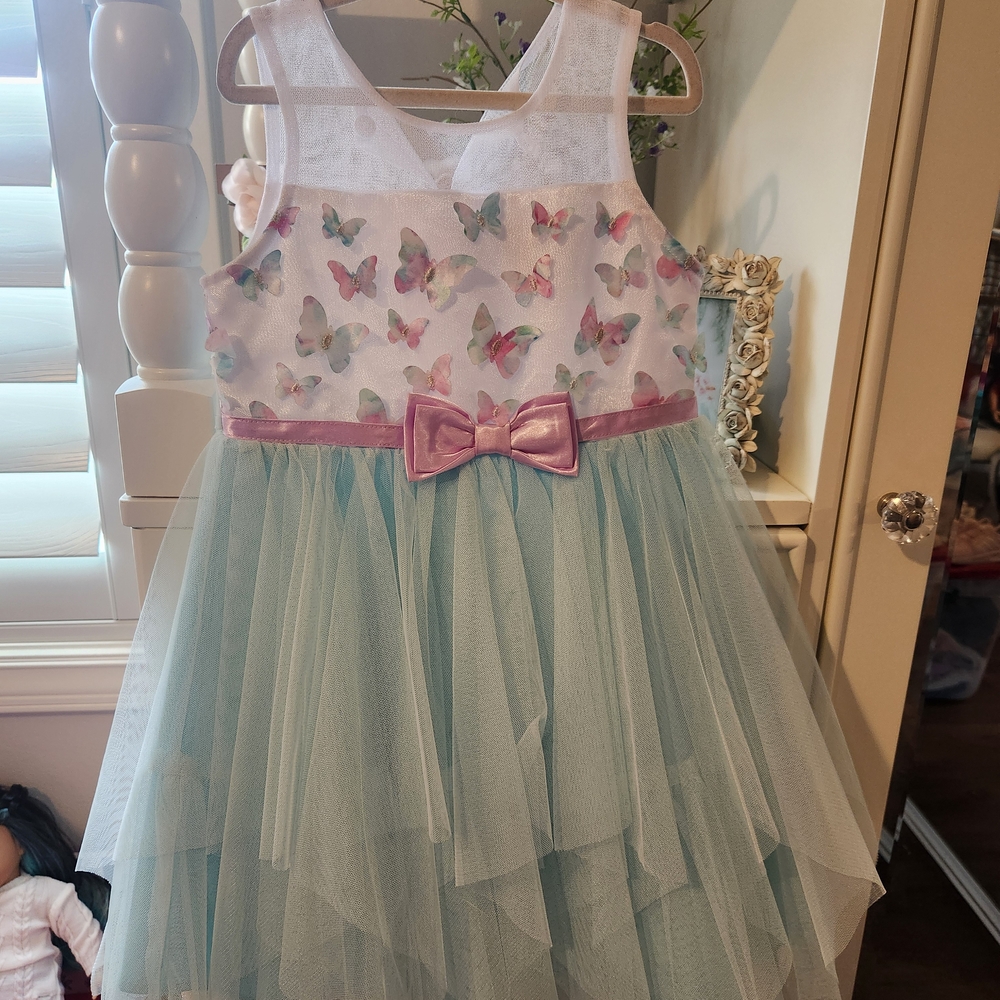 Jona Michelle White and Mint Butterfly Dress